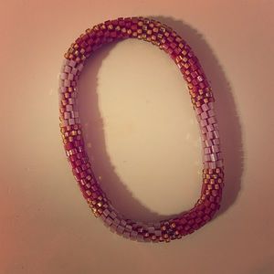 Pink and orange beaded bracelet